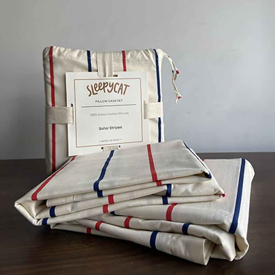 Sleepycat Cotton Pillow Cover with Envelope Closure, Pack of 2, 28x18 in | No Pillows Included