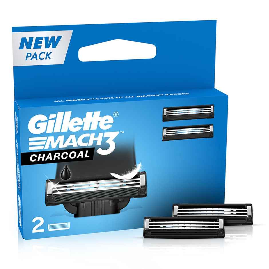 Gillette Mach3 Charcoal Shaving Blades For Men (2 Cartridges)