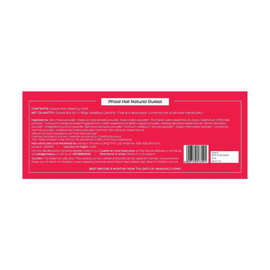 Holi Natural Gulal Gift Box 5 Handcrafted Inclusions | Phool