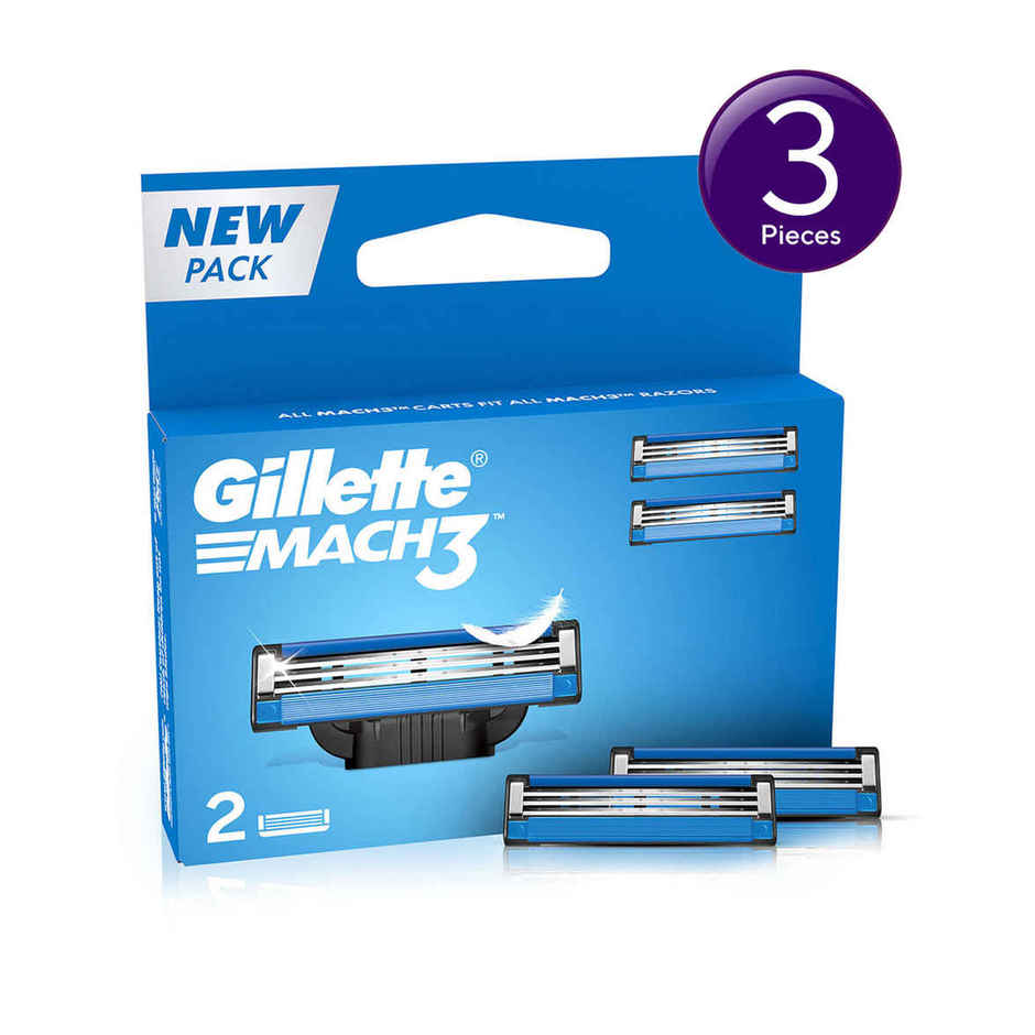 Gillette Mach 3 Shaving Razor Blades For Men (2 Cartridges) Combo 