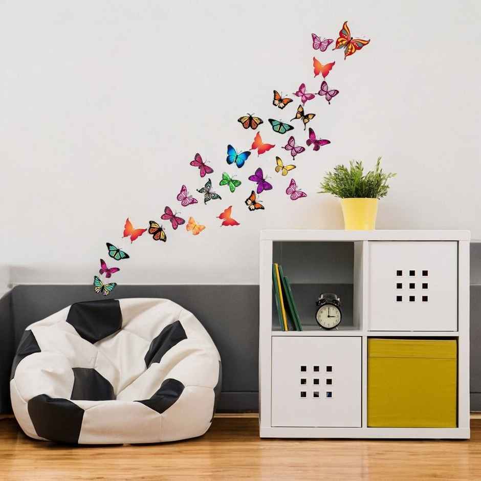 BAY6 Colorful Butterflies | 100 x - 72cm - 90cm Self Adhesive Sticker | Pack Of 1