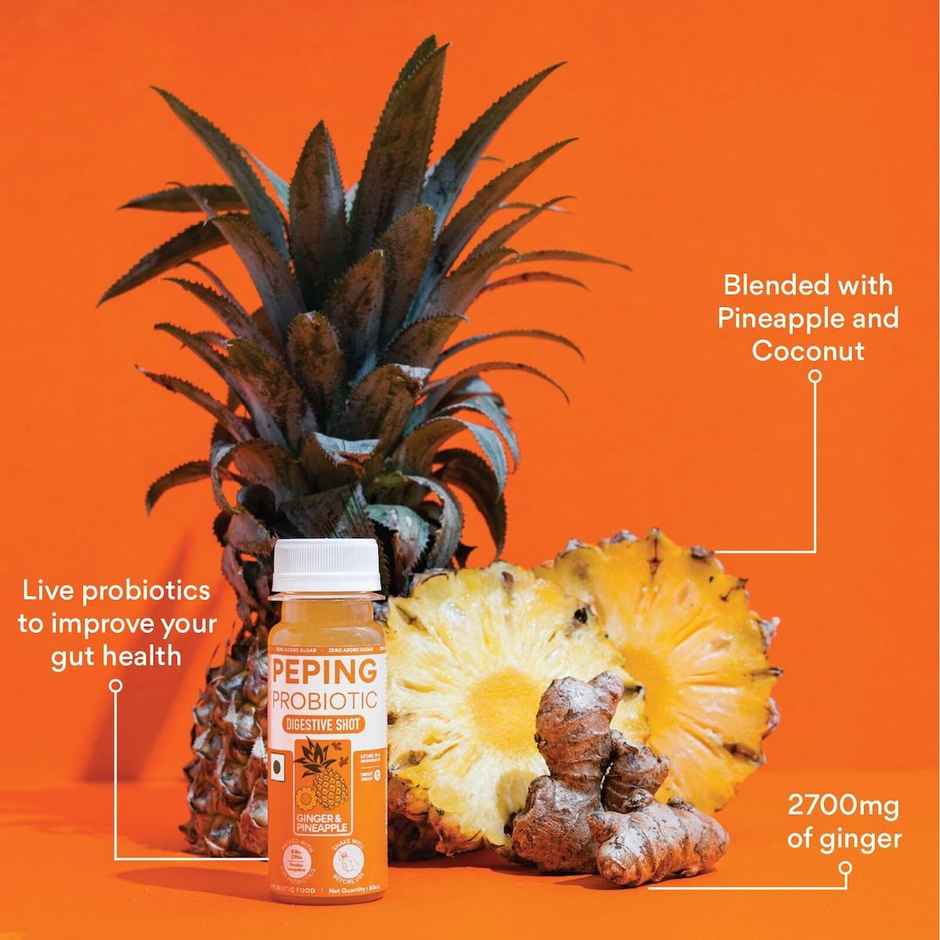 Peping Probiotic Digestive Shot - Ginger And Pineapple