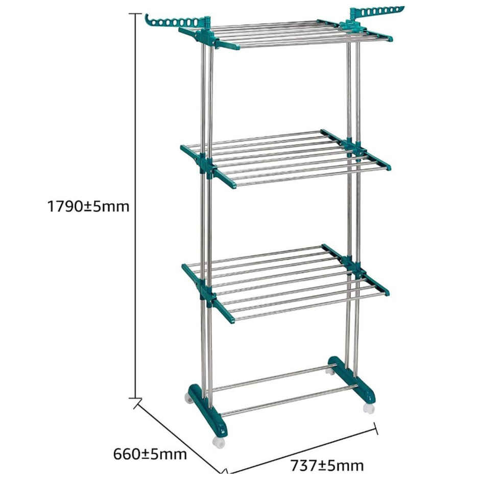 Uttam Stainless Steel Cloth Stand - 3 Level | 0.32 Gauge | 3.97 Kg