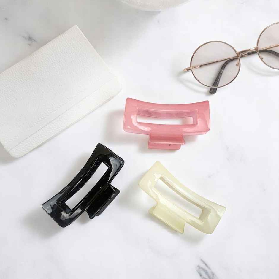 The Opal Factory Big Same Style Claw Clips for Girls and Women | Set of 3 | Large | Glossy