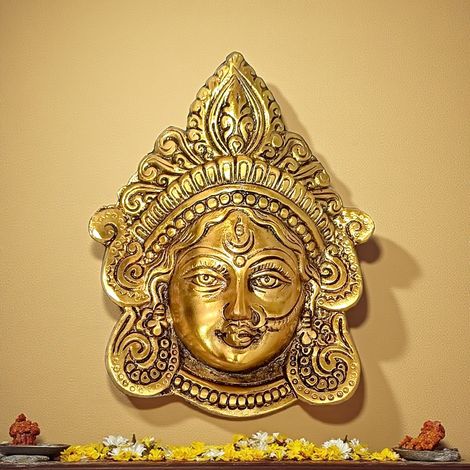 Durga Face Mukut Idol - Gold | Metal | Gullak