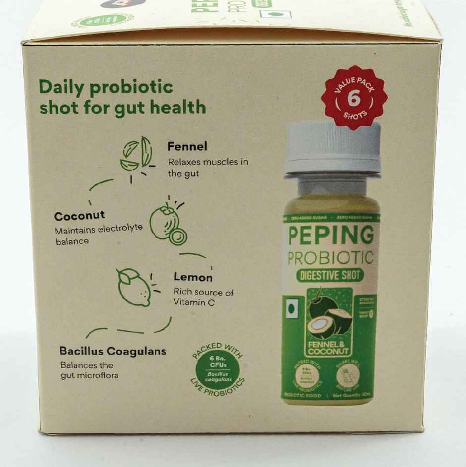 Peping Probiotic Digestive Shot - Fennel And Coconut