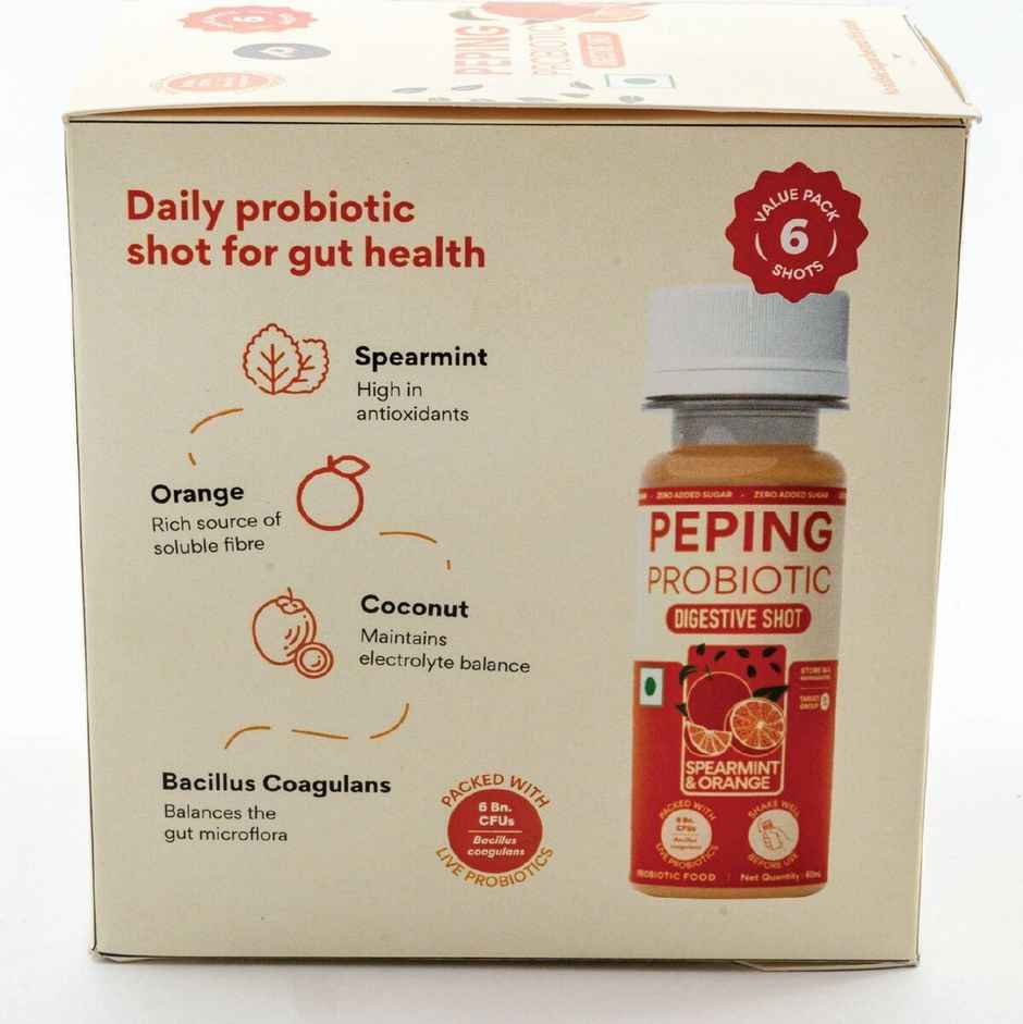 Peping Probiotic Digestive Shot - Spearmint And Orange