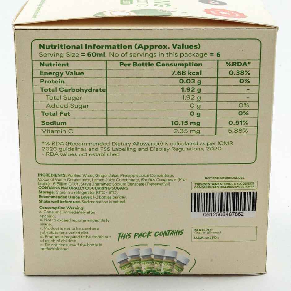 Peping Probiotic Digestive Shot - Fennel And Coconut