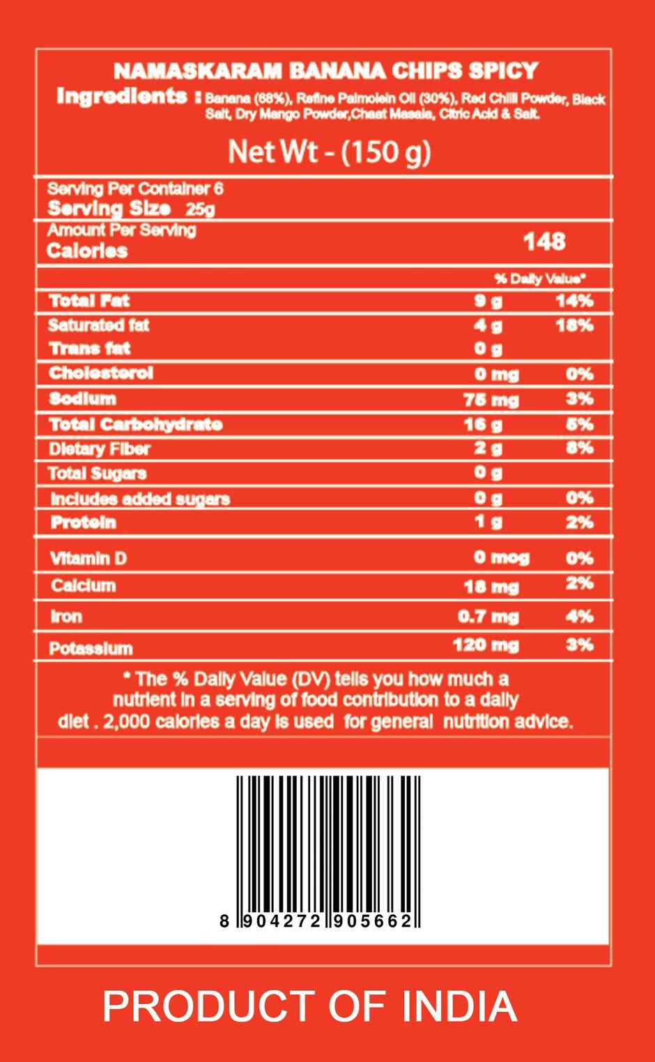 Namaskaram Banana Chips Original Style Masala Spicy