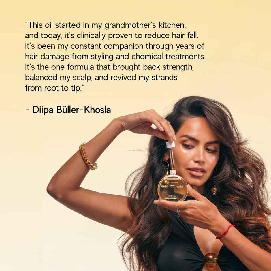 inde wild Champi Hair Oil With Bhringraj, Brahmi & Amla For Regrowth, Hairfall & Dandruff Control