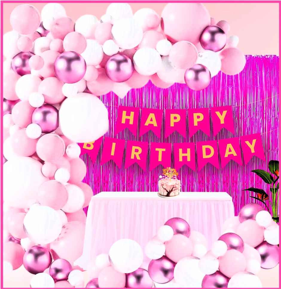 Birthday Decoration Kit Pink and White | Let's Vybe