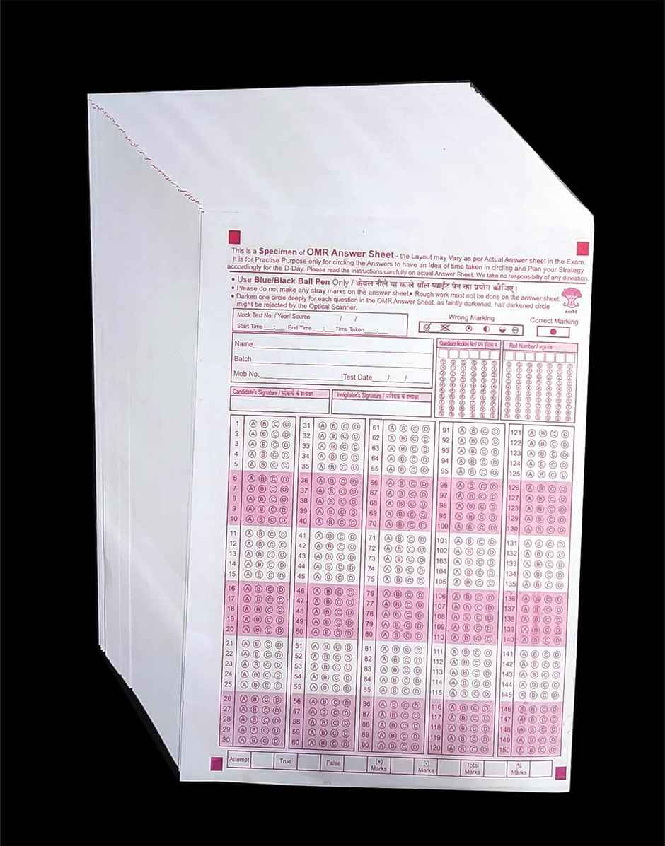 Paperbees OMR Sheet |100 MCQ's | OMR Sheet for Practice | A4 Size - 70 GSM Paper