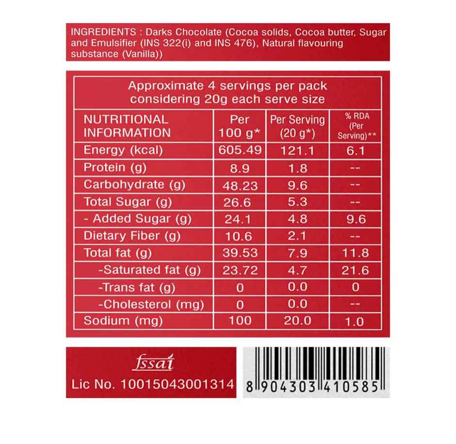 Smoor True Classic Bitter 72% Dark Chocolate Bar