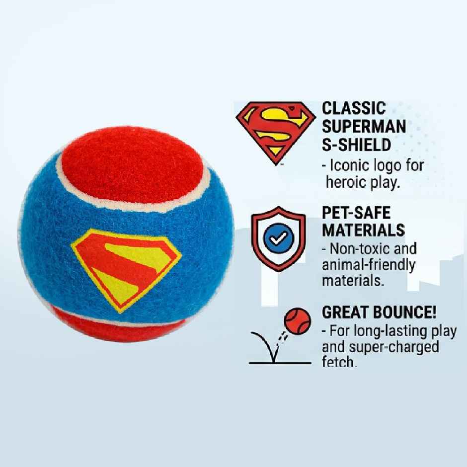 Warner Bros. Natural Rubber Tennis Ball Toy For Dog | Superman + Krypto