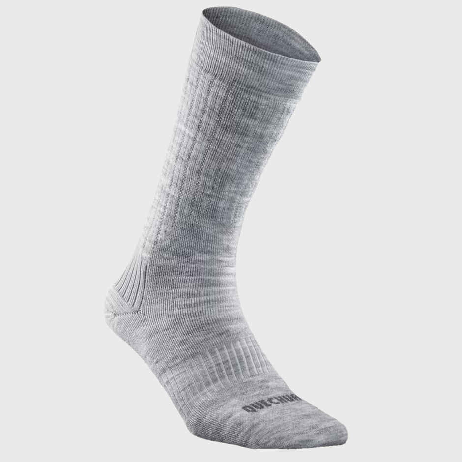 Decathlon | Quechua Unisex Acrylic and Wool Mid Calf Socks | Grey - UK 8.5 - 11