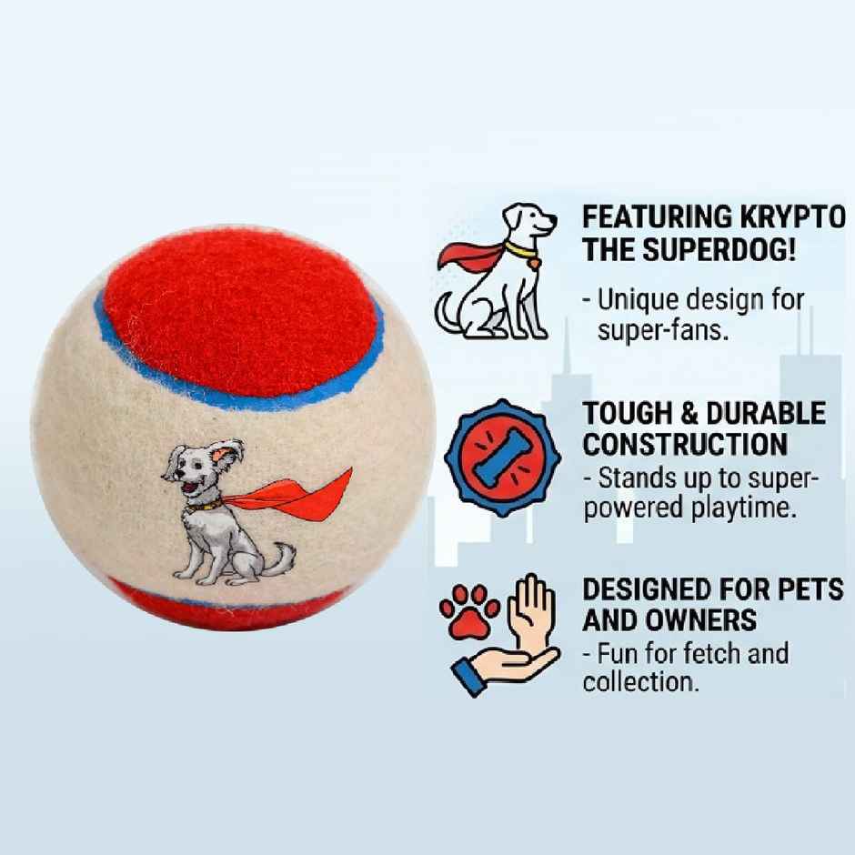 Warner Bros. Natural Rubber Tennis Ball Toy For Dog | Superman + Krypto
