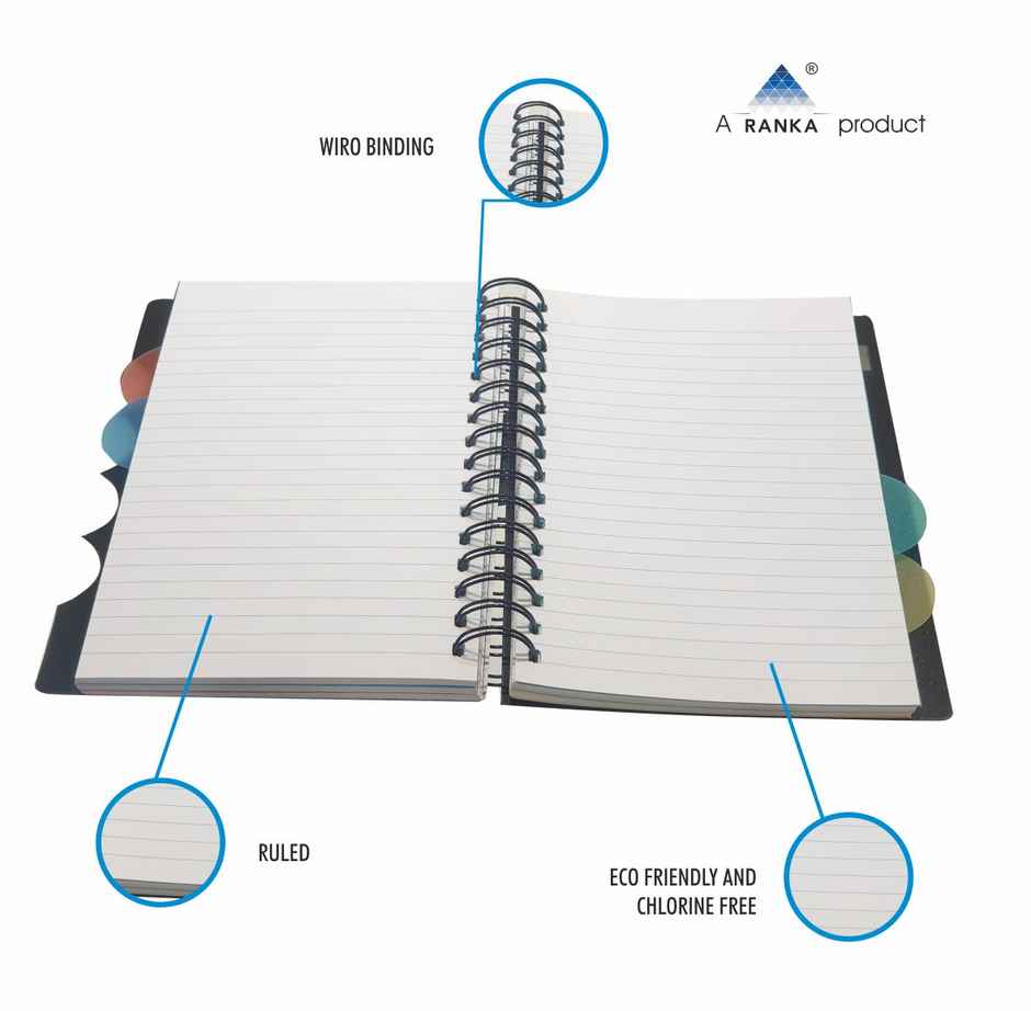 supremo A5 - Executive Diary 5 Subject, 70 Gsm, Single Ruled, 300 Pages, Wiro Binding