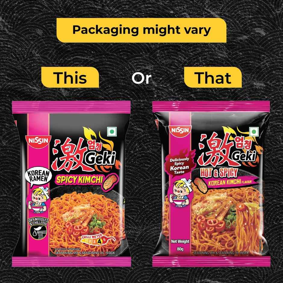 Nissin Geki - Hot and Spicy Korean Kimchi Flavoured Ramen Instant Noodles Combo