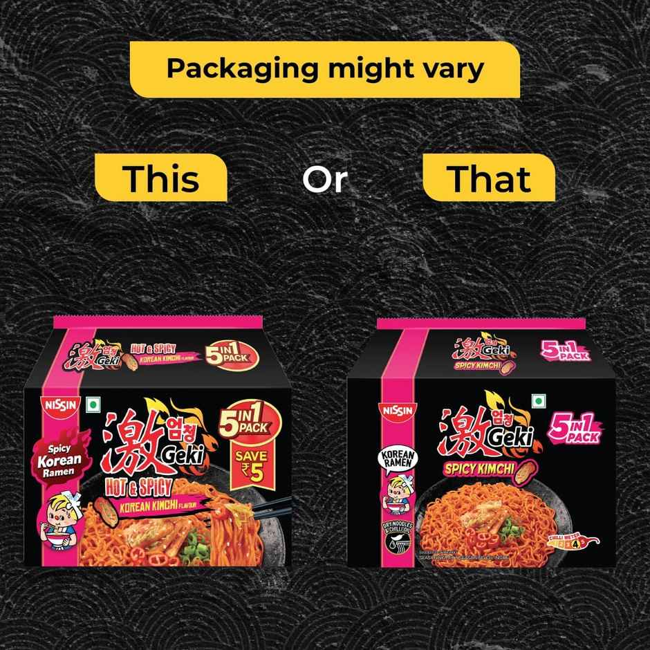 Nissin Geki - Spicy Kimchi Korean Ramen Noodles - 5 in 1 pack