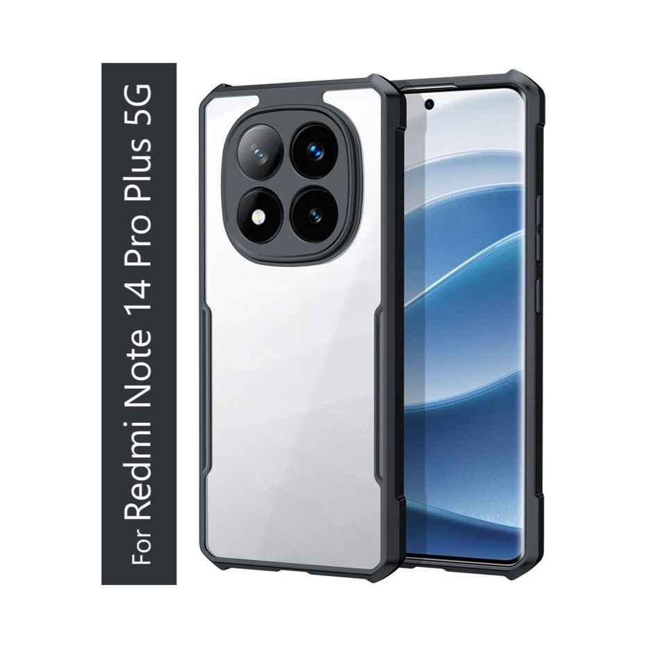 Kwine Case Redmi Note 14 Pro Plus Back Cover - Black Bordered Transparent Case