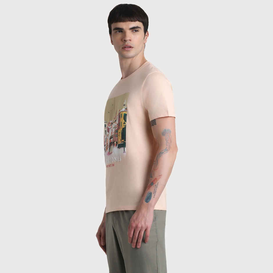 JACK & JONES Men's Regular fit T-Shirt | Peach - XL