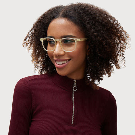 Lenskart Hustlr Unisex Solid Plastic Computer Glasses | Sand Dune - M