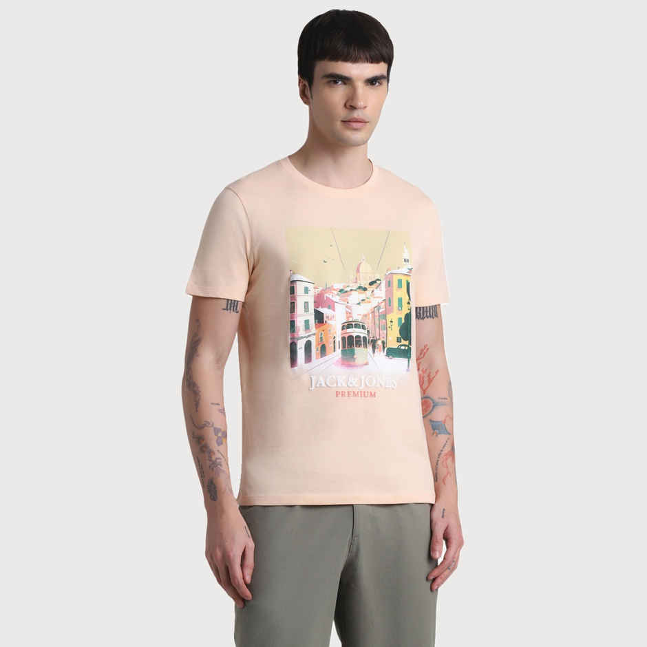 JACK & JONES Men's Regular fit T-Shirt | Peach - XL