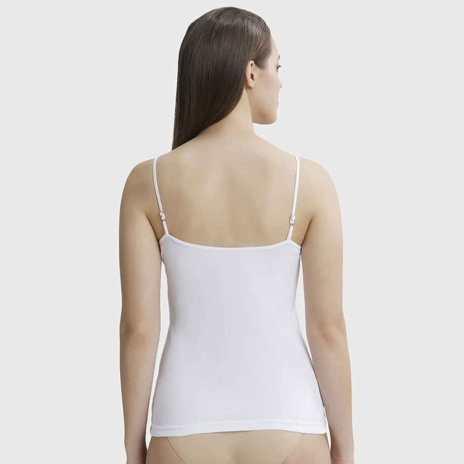 Jockey 1487 Women's Super Combed Cotton Rib Camisole|Adjustable Straps | White-XXL