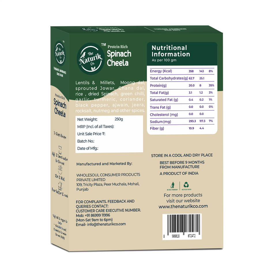 The Naturik Co Spinach Moringa Protein Cheela