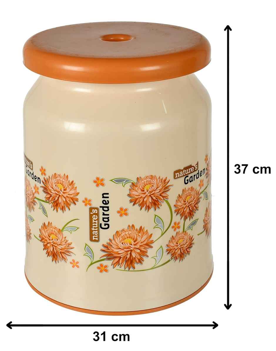 Kuber Industries Flower Design Multipurposes Plastic Sitting Stool (Cream) (HS39KUBMART023880)