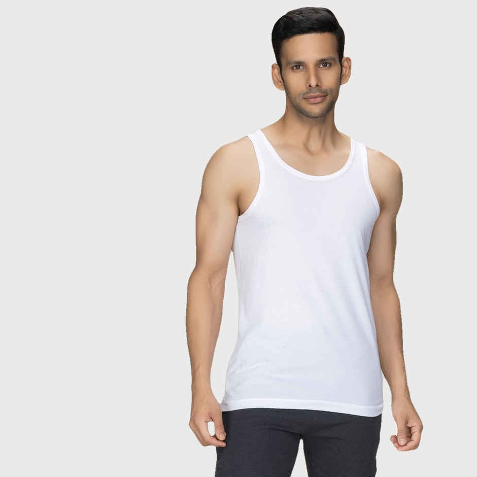 XYXX Men's Cotton Solid Vests Pack of 2, Polar White| S