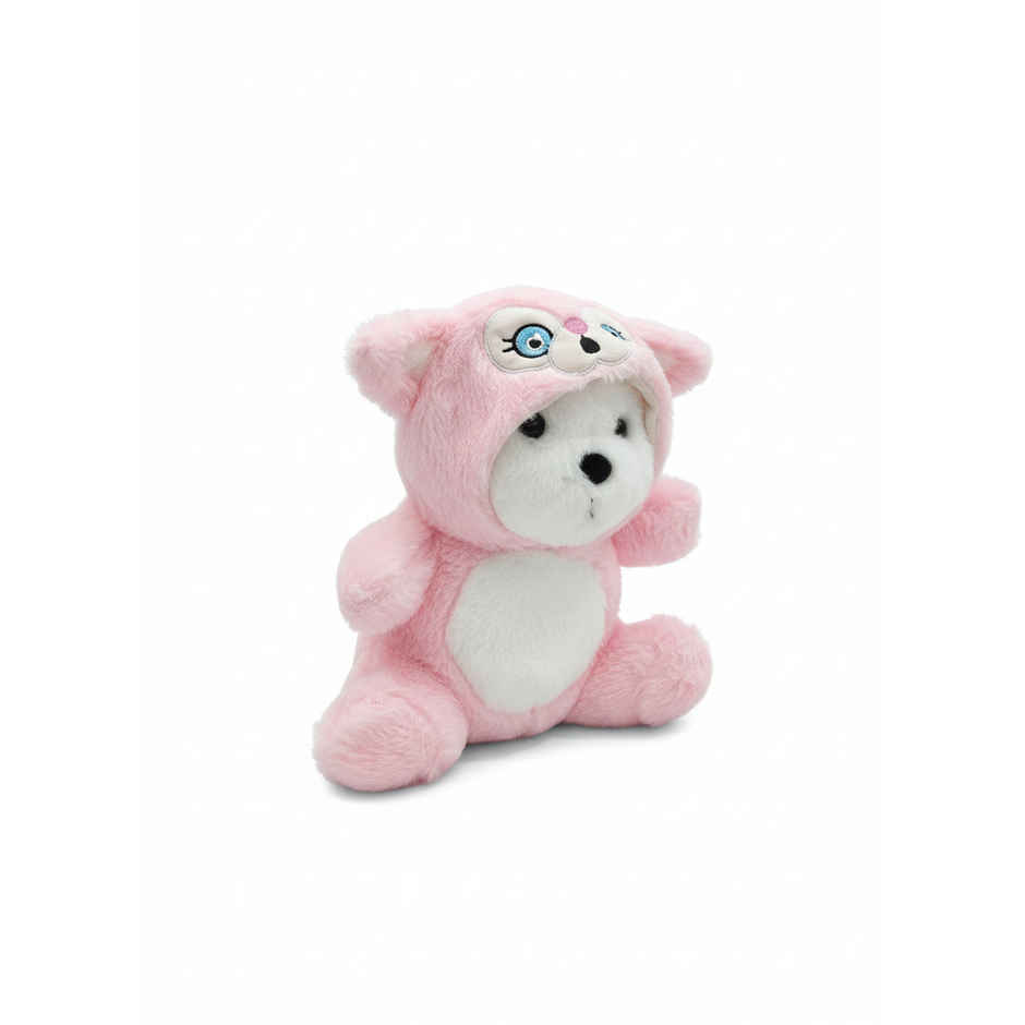 DearJoy Teddy Bear with a Hoodie Cap Pink 35 cm