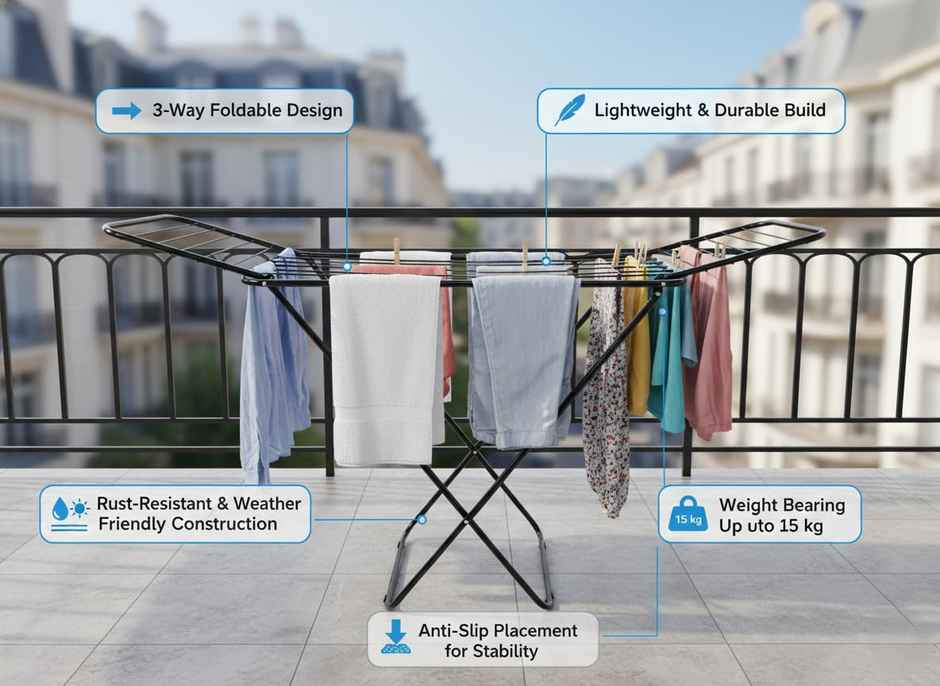 Perpetual Foldable Clothes Drying Rack | Metal Frame X Shape Laundry Stand