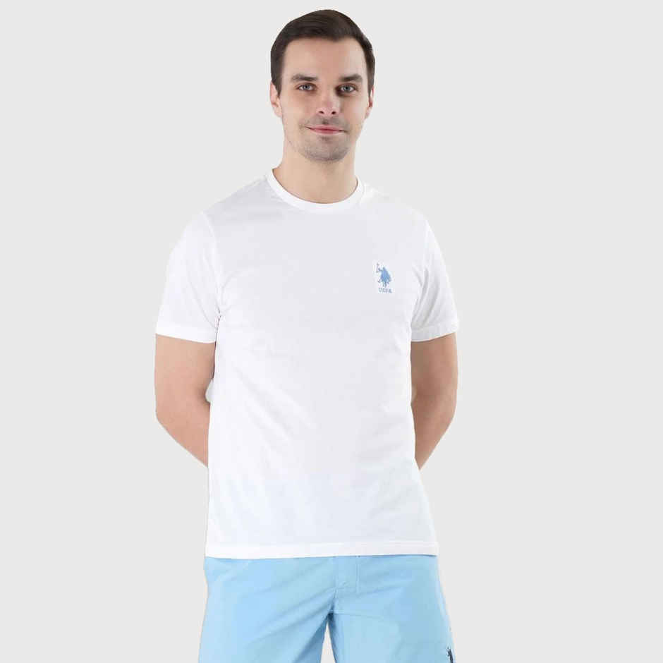 U.S. Polo Assn. Men's Crew Neck Embroidered Logo Lounge T-Shirt | White - M