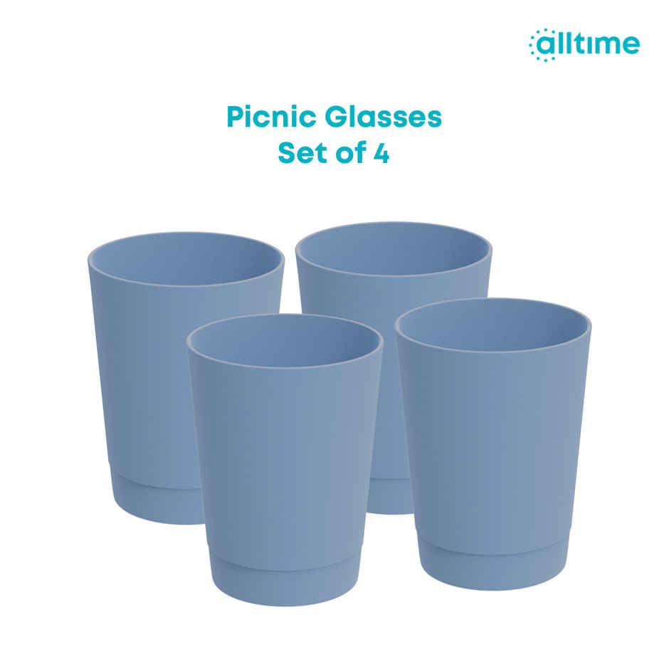 All Time Picnic Reusable Glass Set Of 4 For Party, Gettogether, (500 ml X 4) (Colour May Vary)