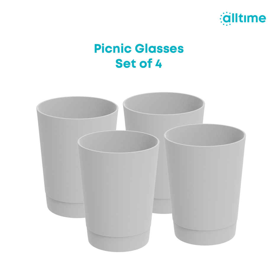 All Time Picnic Reusable Glass Set Of 4 For Party, Gettogether, (500 Ml X 4) (Colour May Vary)