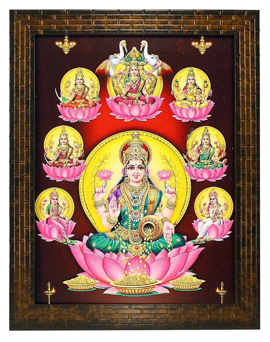 Indianara Ashtalaxmi Painting With Frame 13 x 10 inch