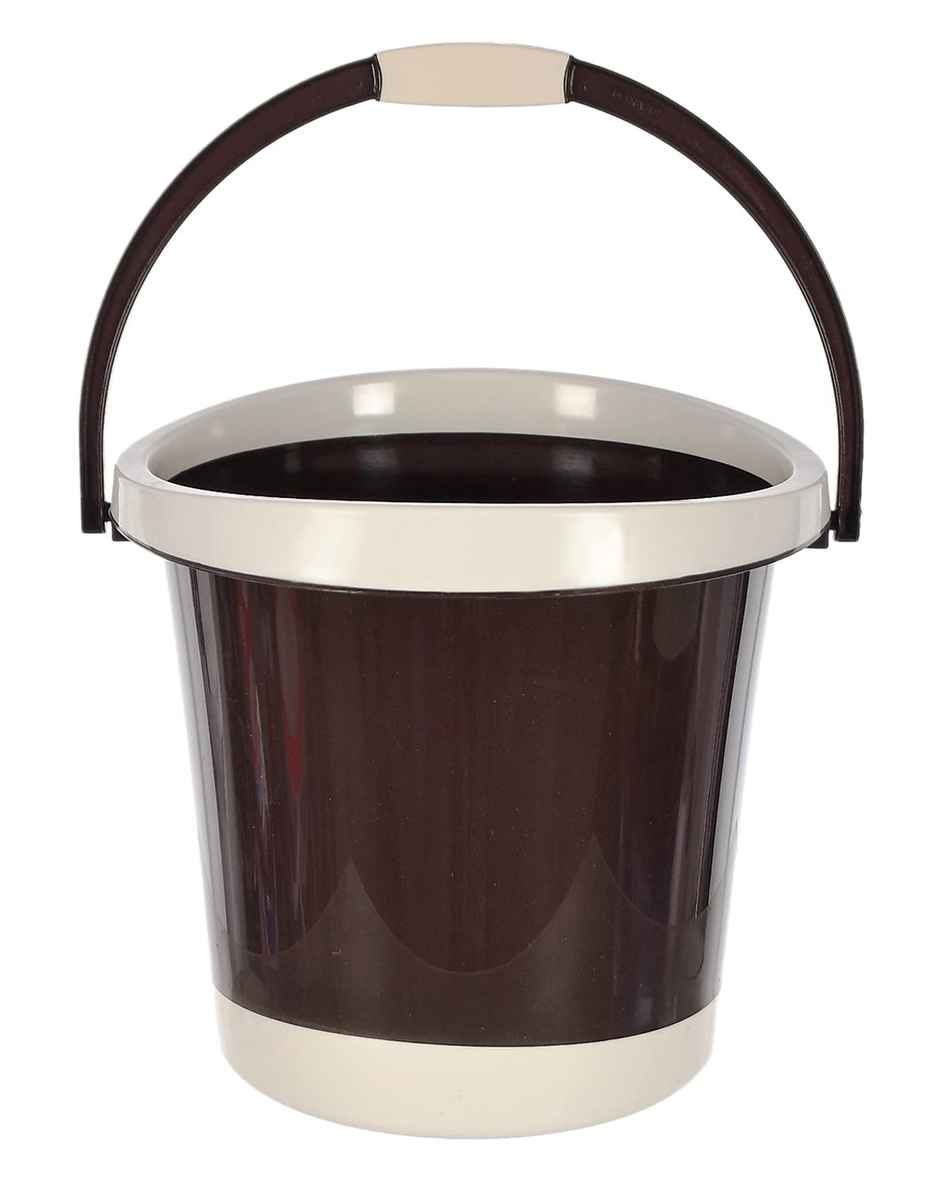 Kuber Industries Multiuses Plastic Bucket with Handle | 18 litre (Brown)-46KM0353 | Standard
