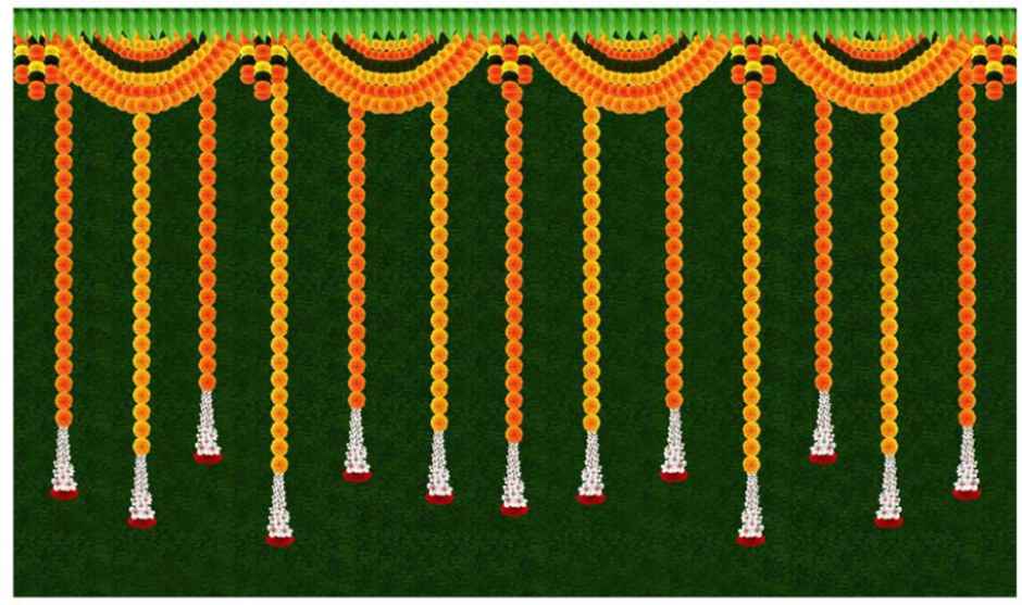 Festive Backdrop | 5 x 8 ft | Marigold Garland | Gullak