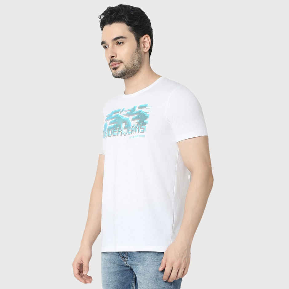 Underjeans by Spykar Men Pure Cotton T-shirt | White - S