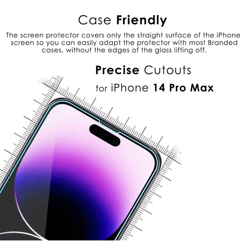Kapaver Iphone 14 Pro Max Tempered Glass Screen Protector Guard | Easy Fit - 2 Pack