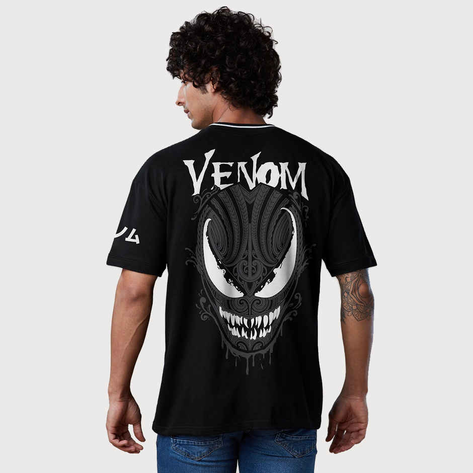 The Souled Store Men's Marvel Venom Oversized T-shirt | Black - S