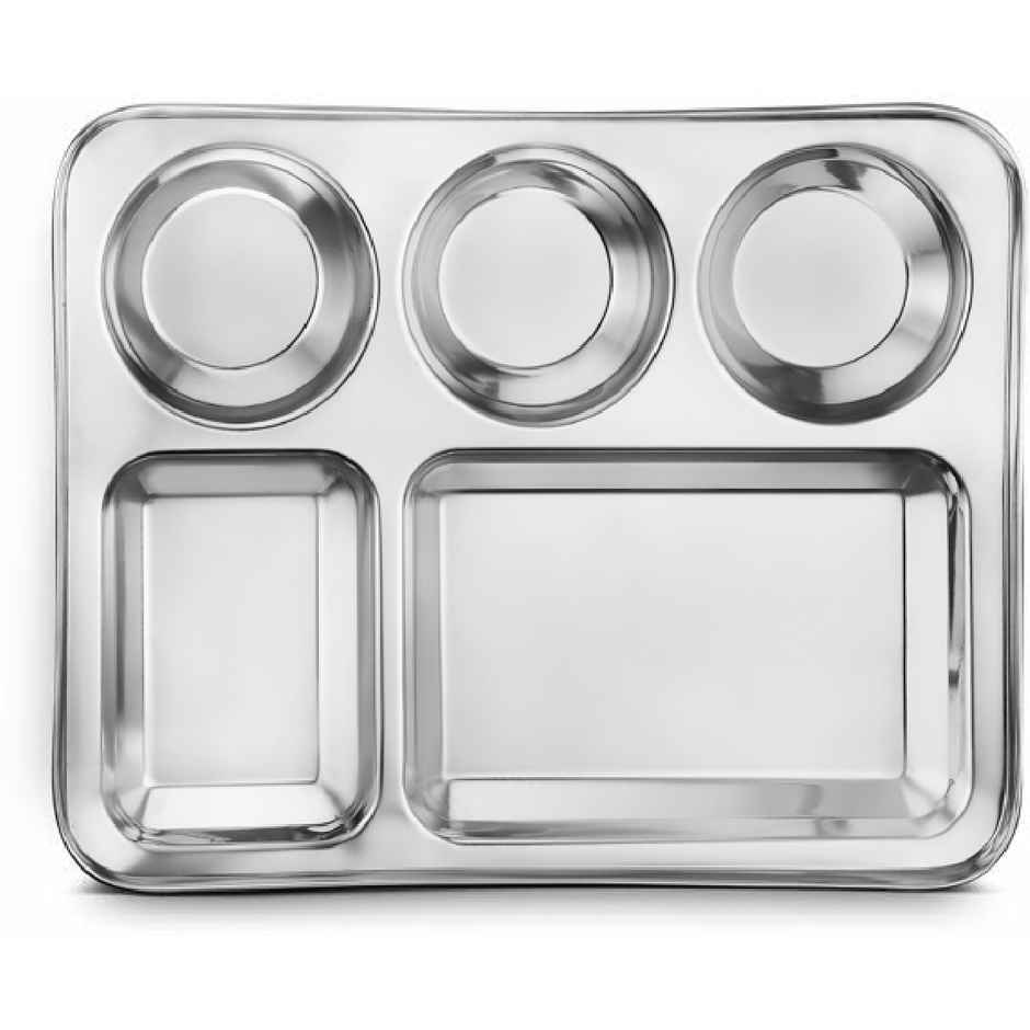 Classic Essentials Stainless Steel 5in1 Compartments Bhojan Thali/dinner Plate