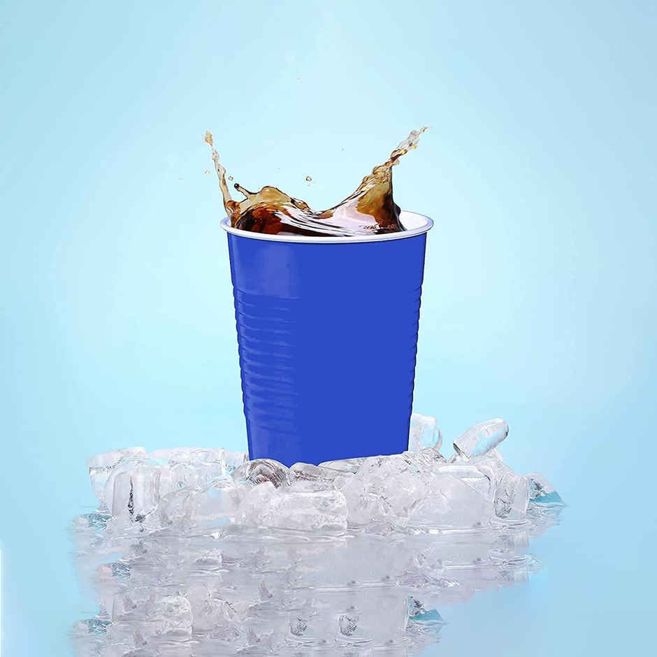 Thick Paper Beer Pong Party Glass | Blue | 450 ml | Pack of 10 | Tempware