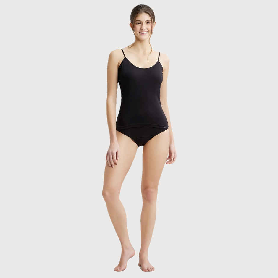 Jockey 1487 Women's Super Combed Cotton Rib Camisole|Adjustable Straps | Black-XXL