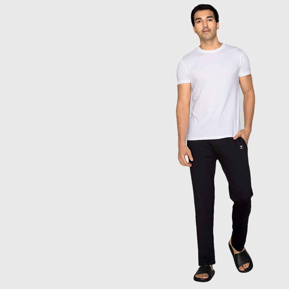 XYXX Ace IntelliSoft Cotton Modal Solid Loungewear Relaxed Fit | 2 Zipper Side pockets | Black- S