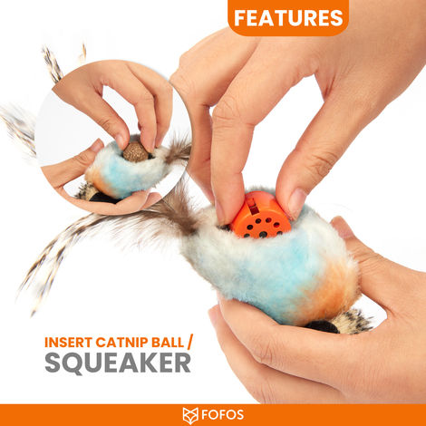 FOFOS Bluebird Cat Toy | Bird Sounds | 3 US Grade Organic Catnip Balls | Cat Toys For All Ages