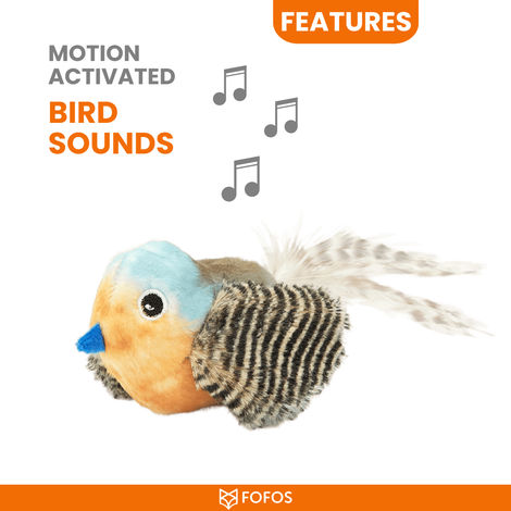 FOFOS Bluebird Cat Toy | Bird Sounds | 3 US Grade Organic Catnip Balls | Cat Toys For All Ages