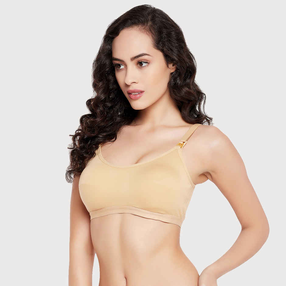 Clovia Women Lightly Padded Non-Wired Full Figure Feeding Bra - Cotton Rich | Nude | 36D
