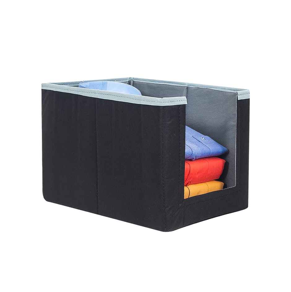 Prettykrafts 1 Pcs Large Capacity Stackable Shirt Stacker, Storage Bins, Grey Black